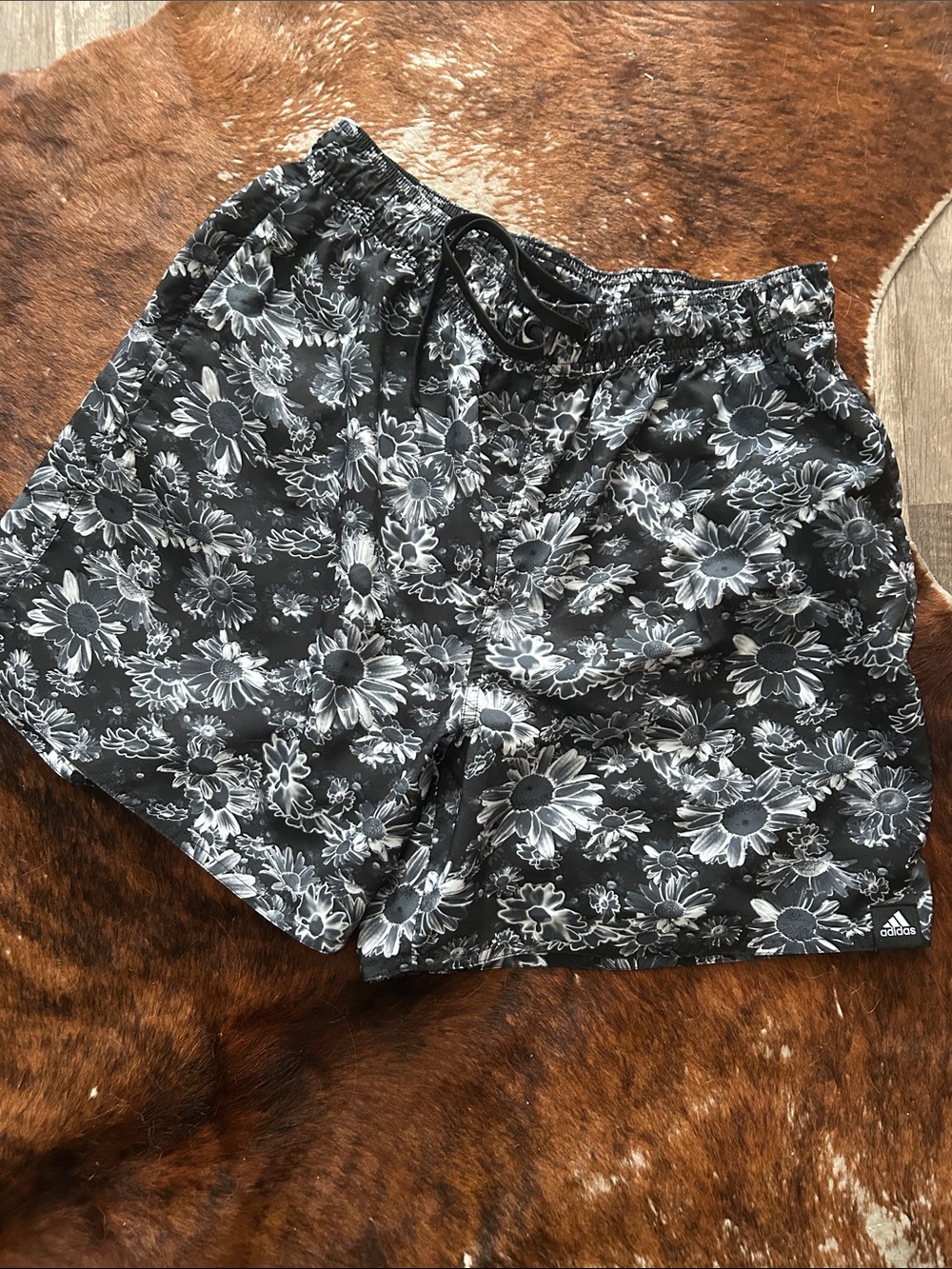 adidas Black & White Floral Athletic Shorts